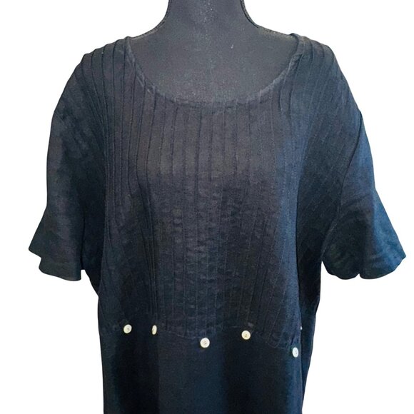 Studio Ease Black 100% Linen Maxi Dress Plus Sz 24W Cottage Lagenlook Sustainabl - Picture 3 of 10